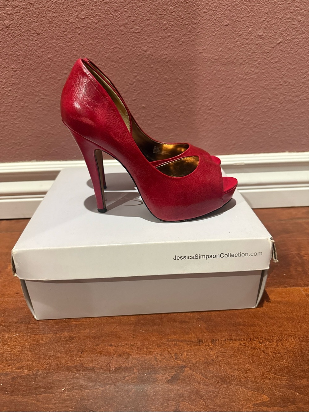 Jessica Simpson Red Open-Toe Platform Pumps - Picture 2 of 5
